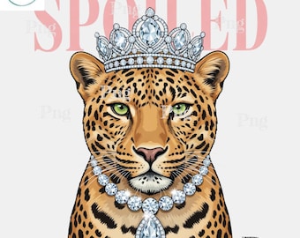 Verwende luipaard PNG - luxe kroondiamant luipaardkoningin sublimatieontwerp