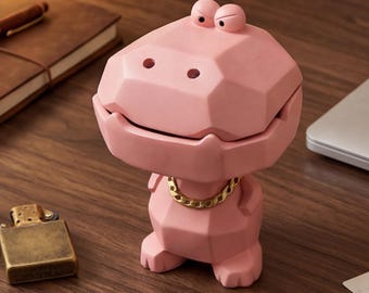 Funny Crocodile Ashtray with Lid, Resin Cute Animal Cigarette Holder, Cool Desk Decor, Gift for Father/Husband/Boyfriend/Smokers