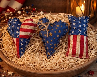 Patriotic Bowl Fillers | Americana Primitive Decor | Set of 3