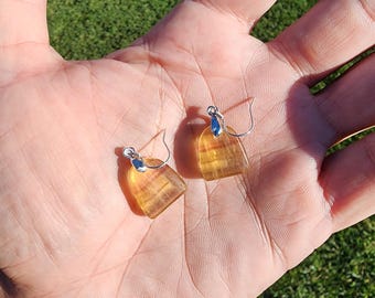 Handmade Candy Flourite Earrings, Sterling Silver Hooks