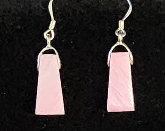 Handmade Rhodonite Earrings, Sterling Silver Hooks