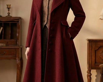 Medieval Fashion Frock Coat | Elegant Steampunk Victorian Costume Coat | Gothic Historical Outerwear