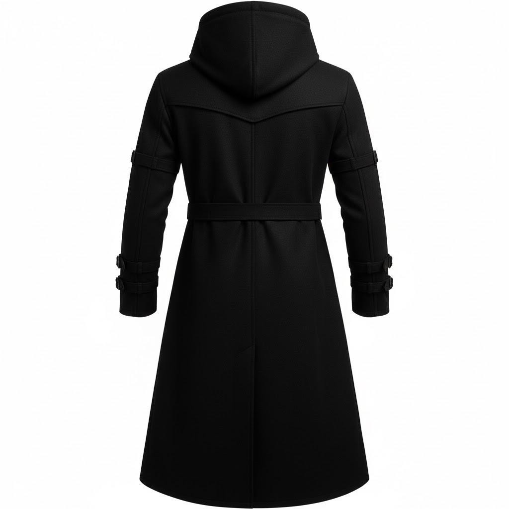 Hooded Futuristic Trench Coat, Gothic Long Coat, Dark Techwear