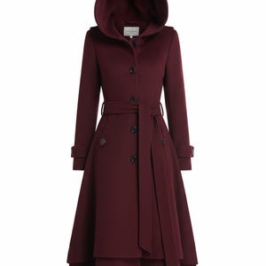 Abrigo de lana con capucha / Abrigo de invierno largo asimétrico