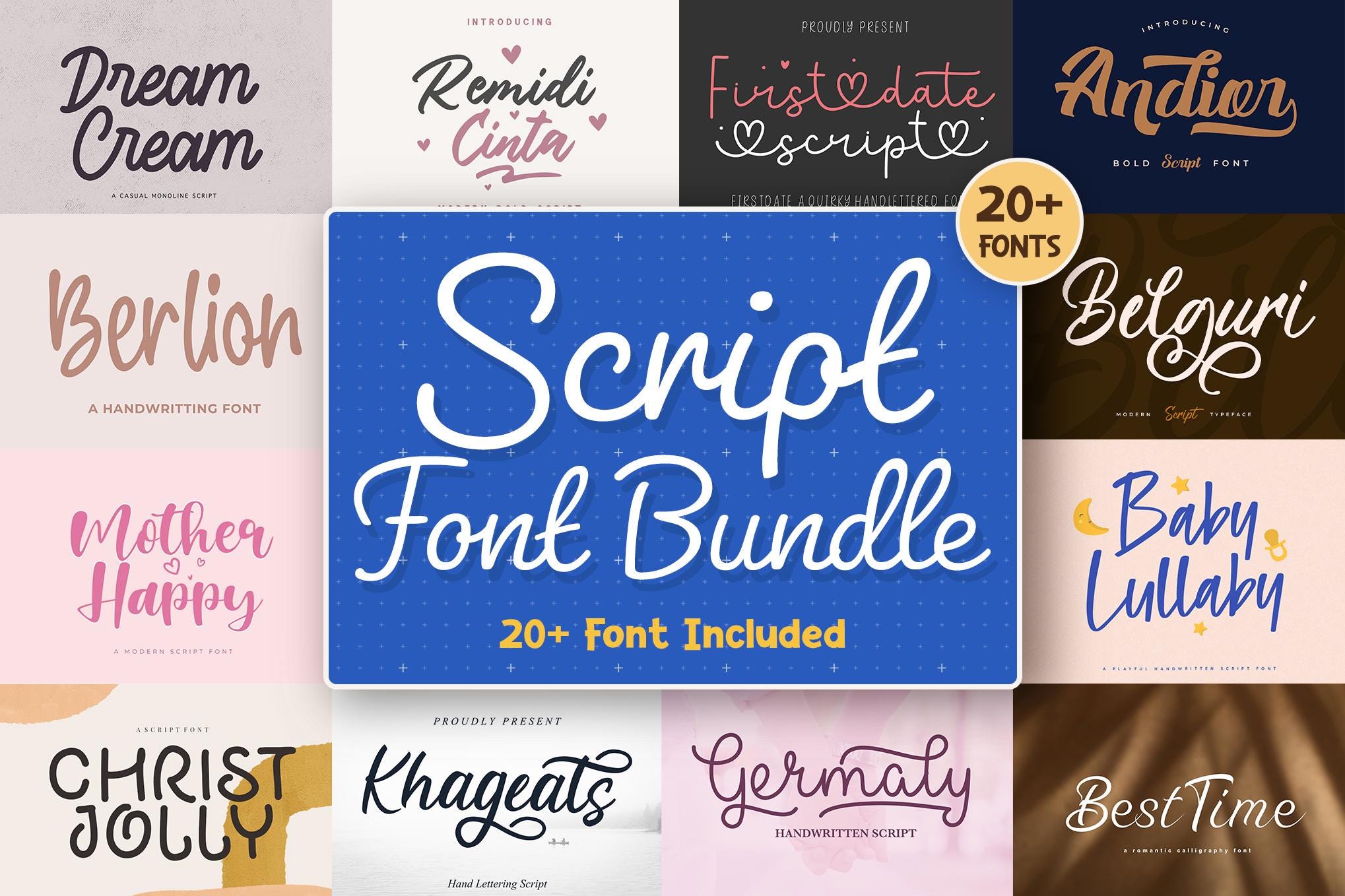 Script Font Bundle - Font Bundle, Cricut Font, Font Fot Cricut, Script ...