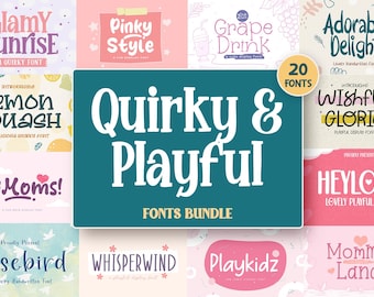 Quirky Font Bundle, Handwritten Font Bundle, Playful Font, Quirky Fonts, Cute Fonts, Good Notes Fonts, Teacher Fonts, Canva Fonts