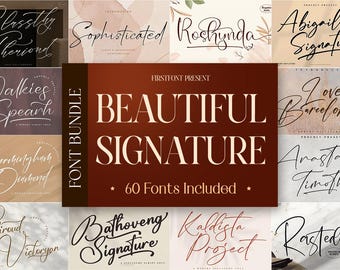 Beautiful Signature Font Bundle, Handwriting Fonts, Signature Font, Script Font, Cricut Font, Procreate Font, Canva Font, Minimal Font, Font