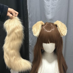 Realistic Fluffy Puppy Ears Headband, Faux Fur Dog Cosplay Accessory