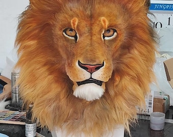 Realistic African Lion Head Mask