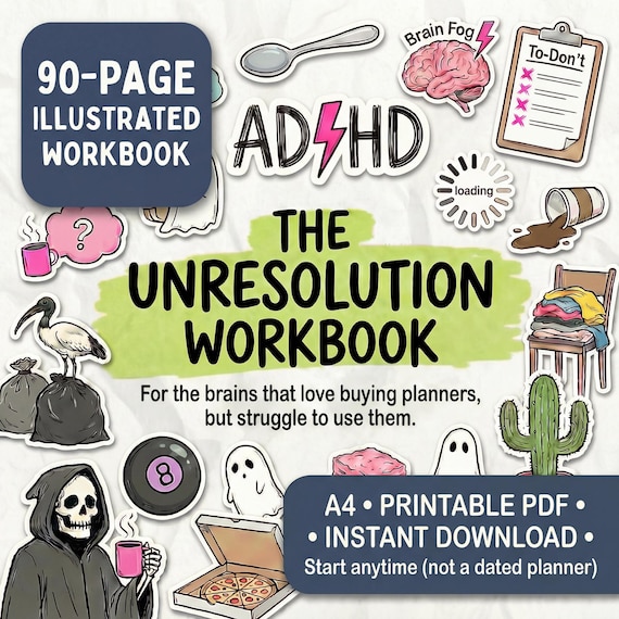 Start Anytime ADHD Workbook | Undated Goal Setting | Fillable A4 PDF