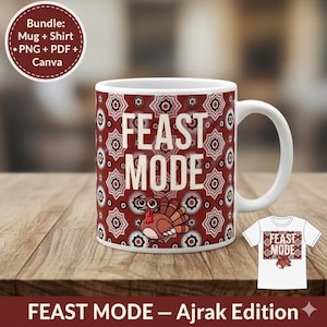 Christmas Mug and Shirt Wrap Bundle | Holiday Sublimation Design | PNG + PDF + Canva Template | Fall Football Gift | Xmas Design
