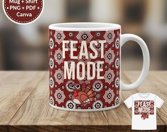 Christmas Mug and Shirt Wrap Bundle | Holiday Sublimation Design | PNG + PDF + Canva Template | Fall Football Gift | Xmas Design