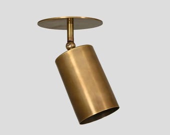 Brass Cylindrical Italian Wall Sconce Lamp Semi Flush Mount Raw Brass Light Fixture Handmade Fixture - Kitchen Bedroom Lights Vanity Lamps