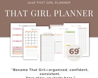 That Girl Planner | Glow-Up Routine, Daily Habits & Wellness Tracker | Productivity Self-Care Printable | Downloadable PDF