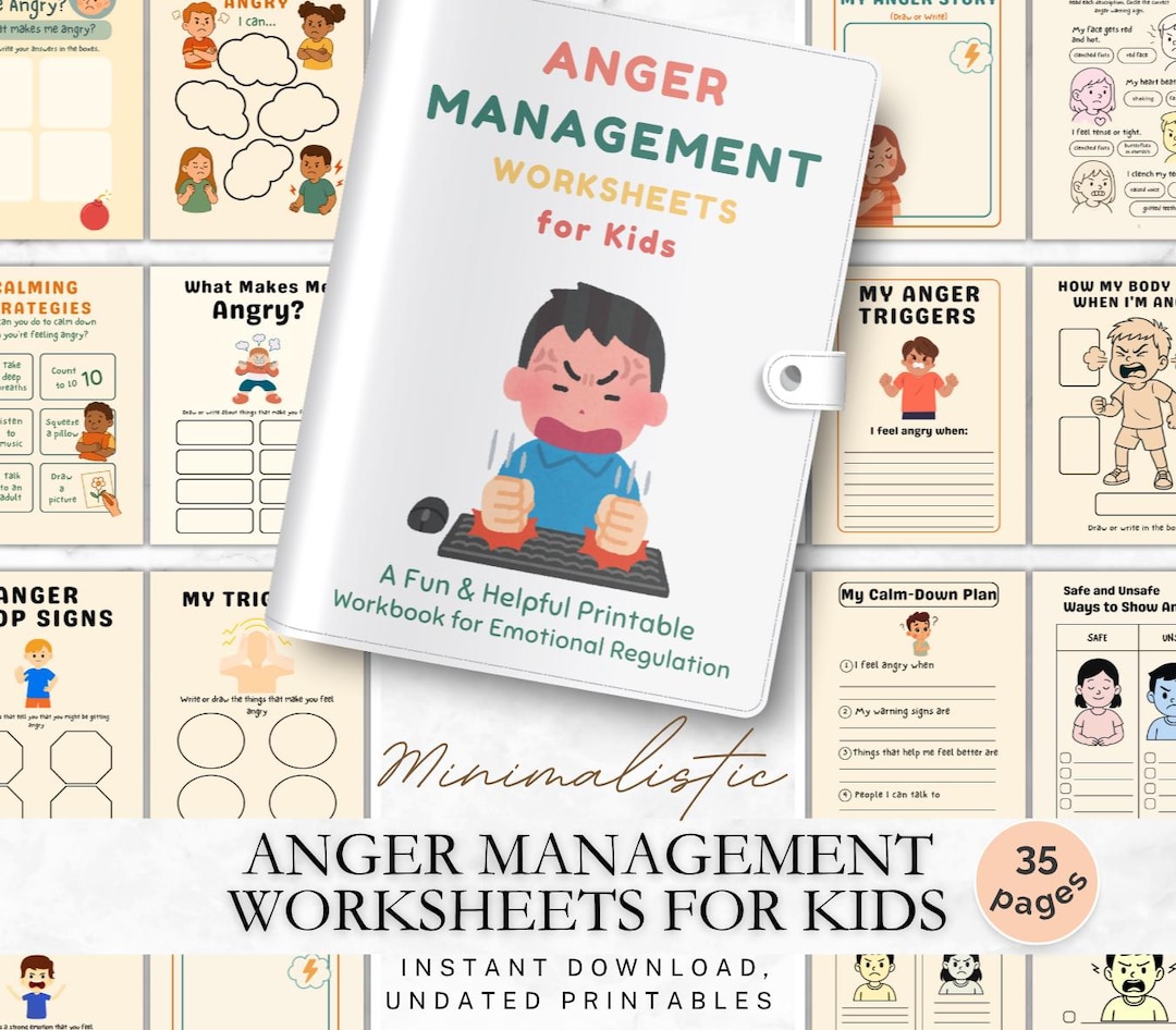 Anger Management Worksheets for Kids | Emotional Regulation Activities ...