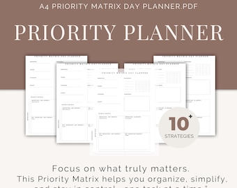 Planejador de Matriz de Prioridades | Produtividade e Gestão do Tempo | Organizador de Tarefas | Modelo de Matriz de Eisenhower