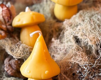 Mushroom Beeswax Candle Set (3-pack): Hand-Poured