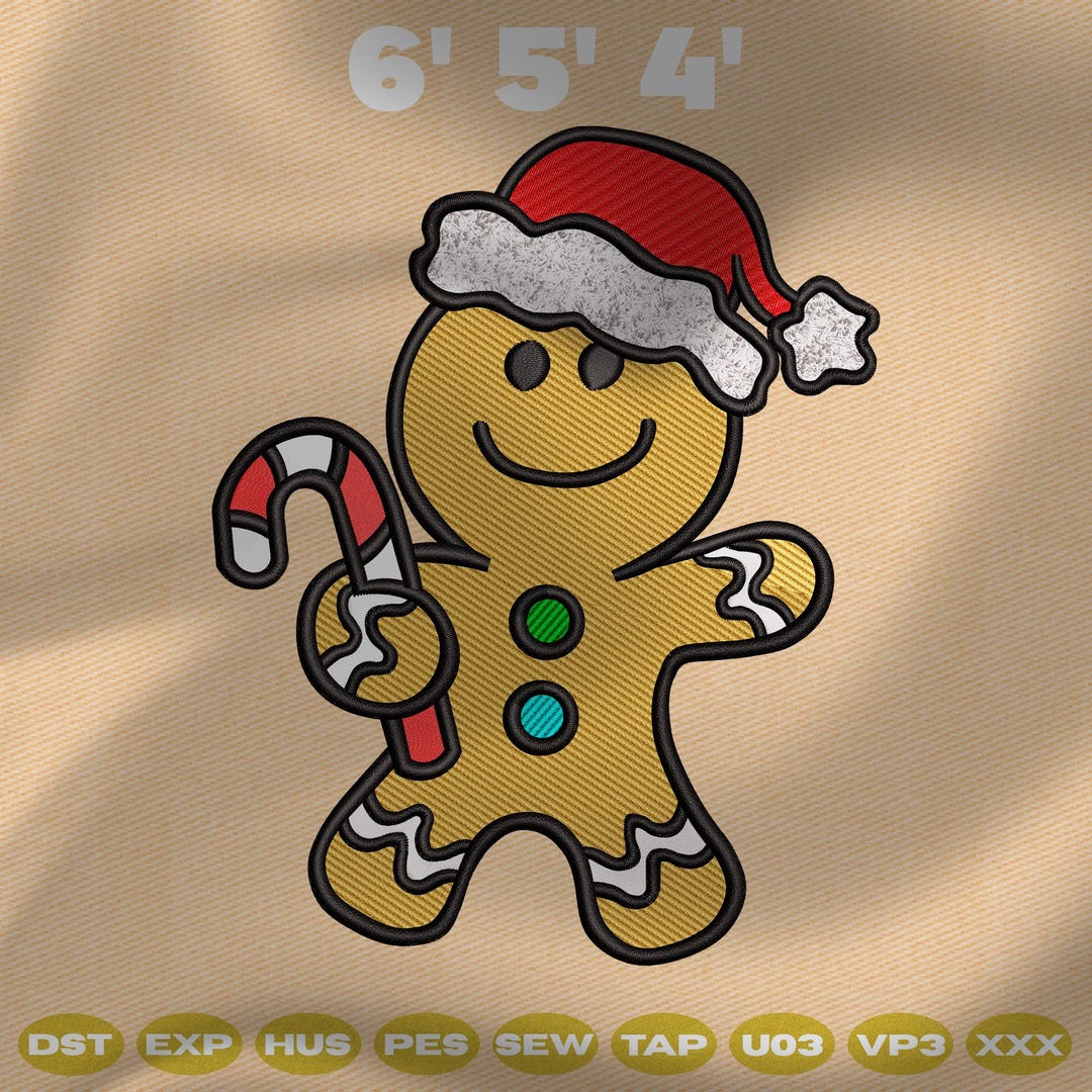 Christmas Gingerbread Man Embroidery Design Etsy