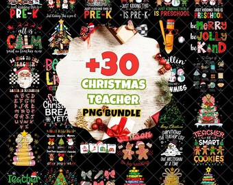 Christmas Teacher PNG Bundle, Retro Holiday Classroom Shirt Design, Jolly Teacher Christmas PNG, Cute Teacher Digital Download