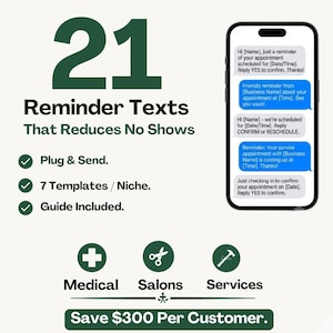 21 Appointment Reminder Templates | No Show SMS Scripts | for dentists doctors | reply text PDF