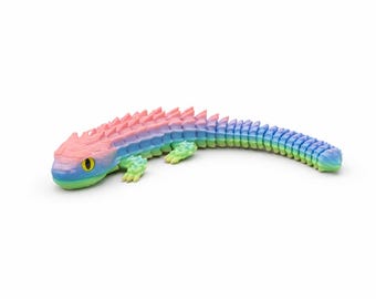 Flexible Armored Lizard – Articulated 3D Printed Fidget Toy for Kids & Desk Display