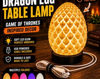 Dragon Egg Table Lamp – Game of Thrones Inspired USB LED Fantasy Decor