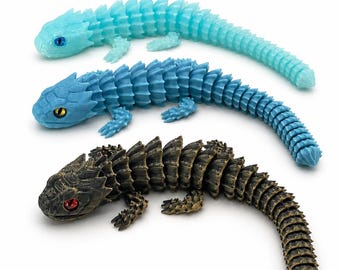 Flexi Lizard Fidget Toy, Articulated 3D Printed Reptile, Desk Display Kids Gift