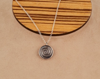 Sterling Silver Spiral Pendant on 18/20 Inch Sterling Chain with Lobster Clasp