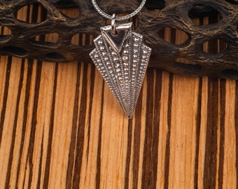 Art-Deco-inspirierte Sterling Silber Anhänger Halskette