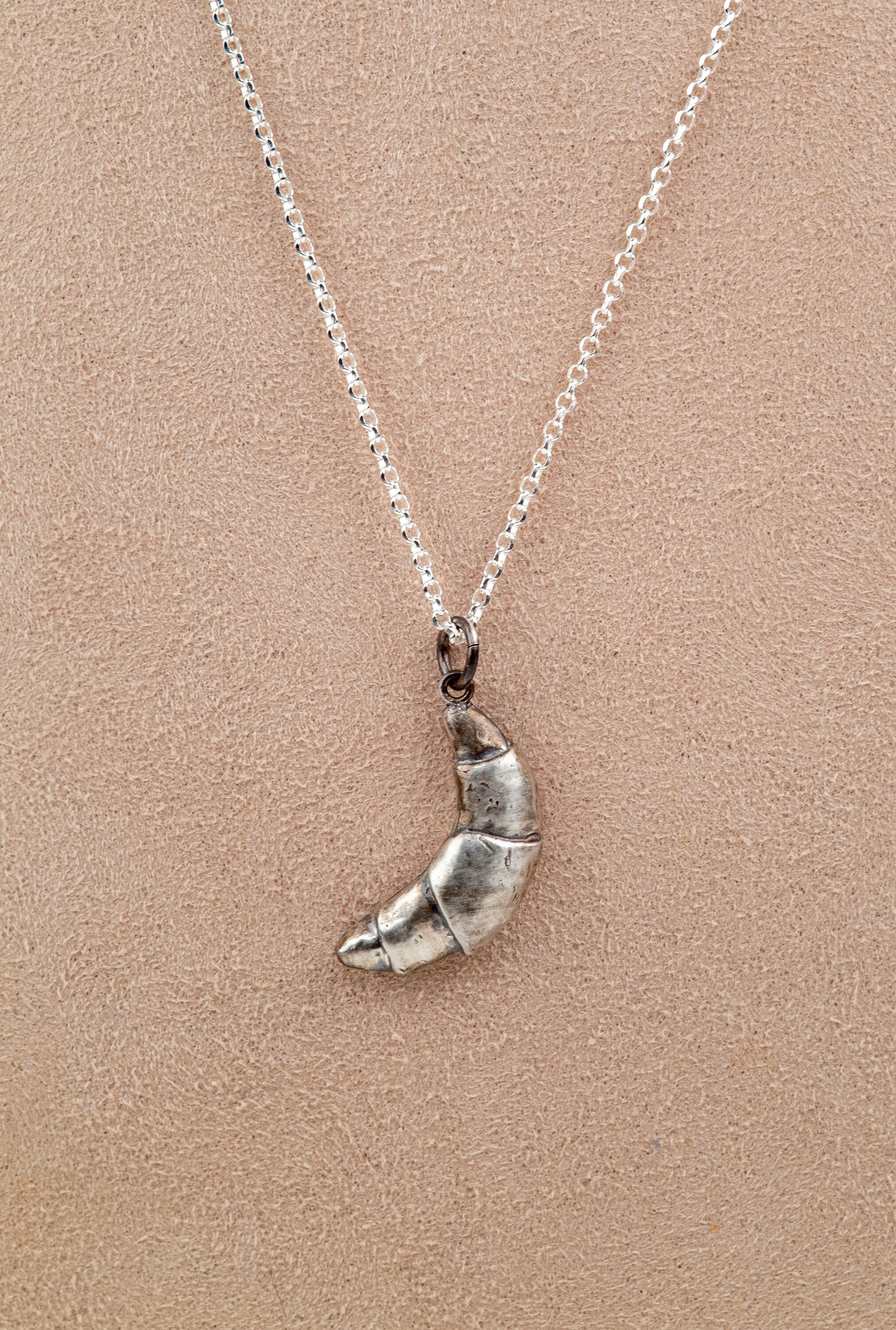 Croissant Sterling Silver Pendant Necklace - Etsy