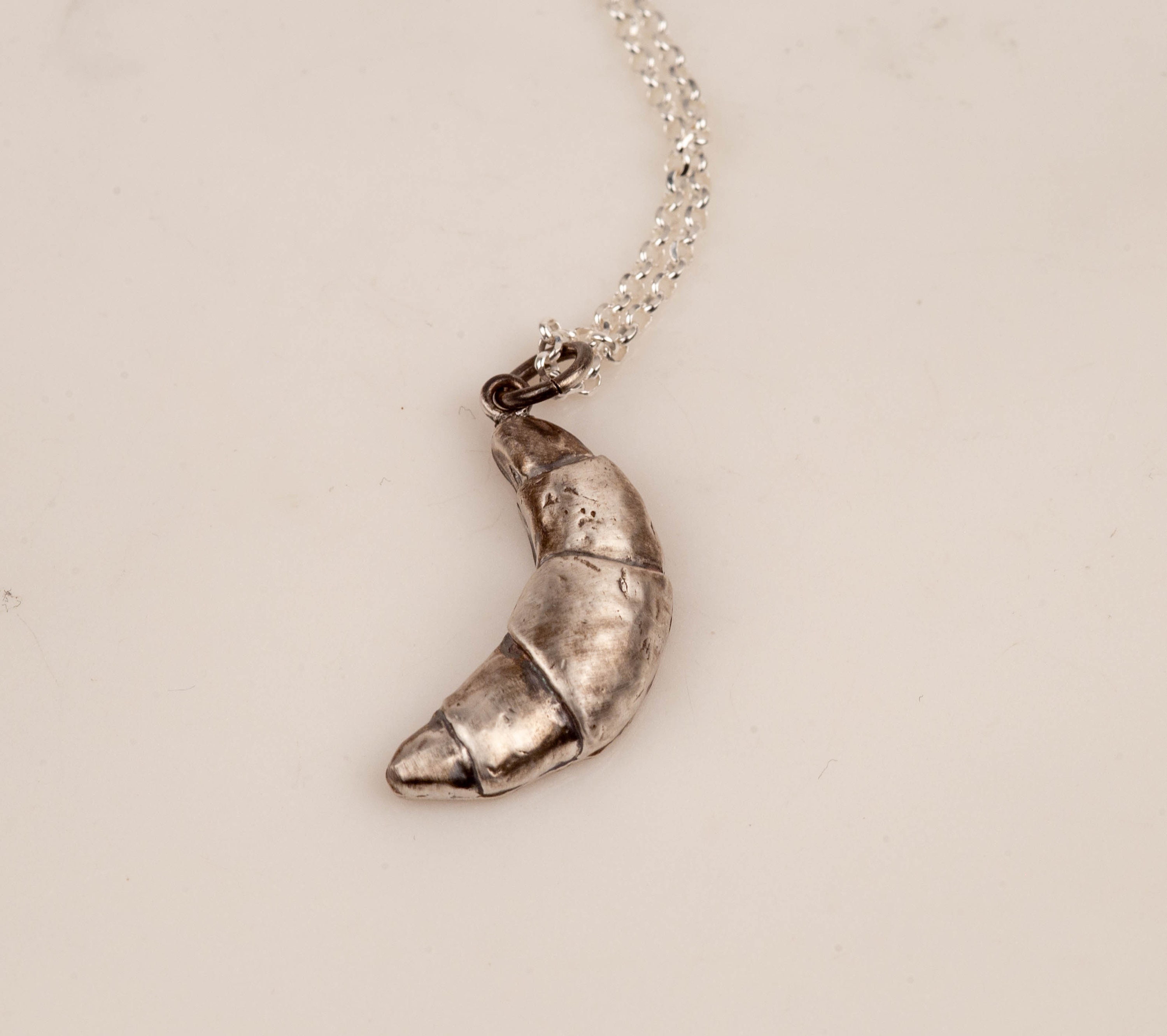 Croissant Sterling Silver Pendant Necklace - Etsy