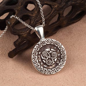 Sterling Silver Celtic Medallion Pendant: Irish Sewer Cover Necklace