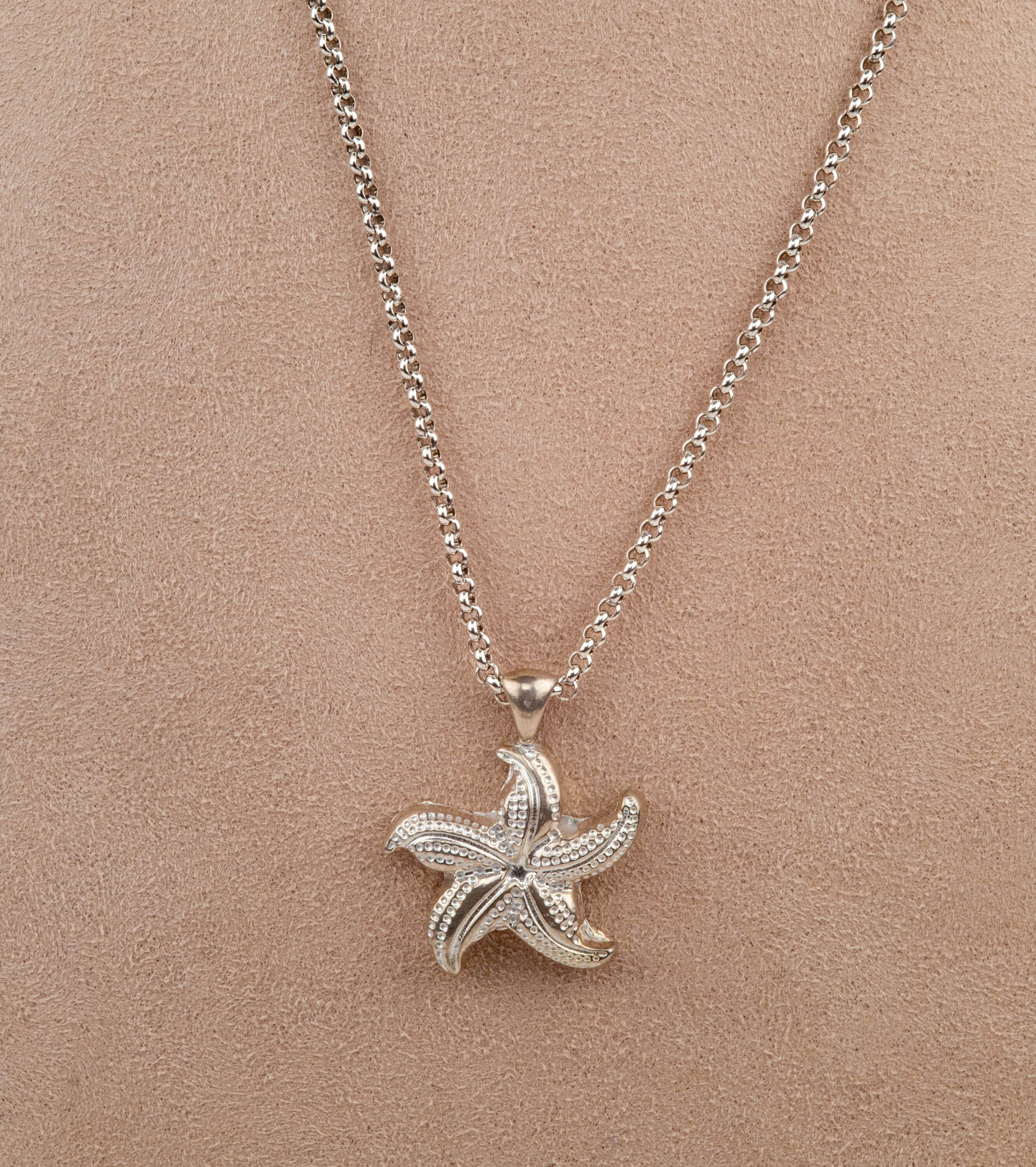 Sterling Silver Starfish Pendant Necklace - Etsy