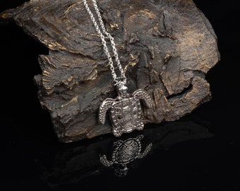 Turtle Pendant in Sterling Silver Necklace