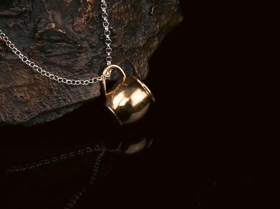 Brass "Moscow Mule" Cup Pendant Necklace: Sterling Silver Chain