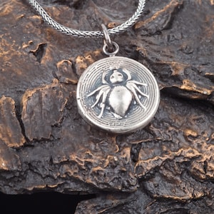 Sterling Silver Spider in Web Pendant Necklace