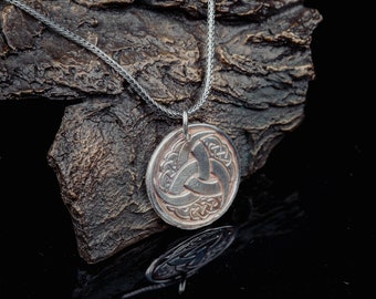 Sterling Silver Horn Triskelion Pendant Necklace