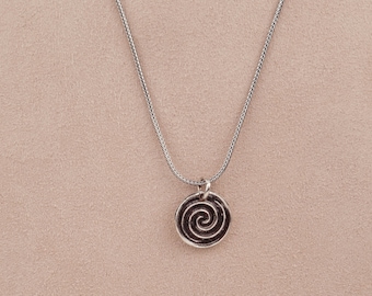 Sterling Silver Spiral Pendant Necklace