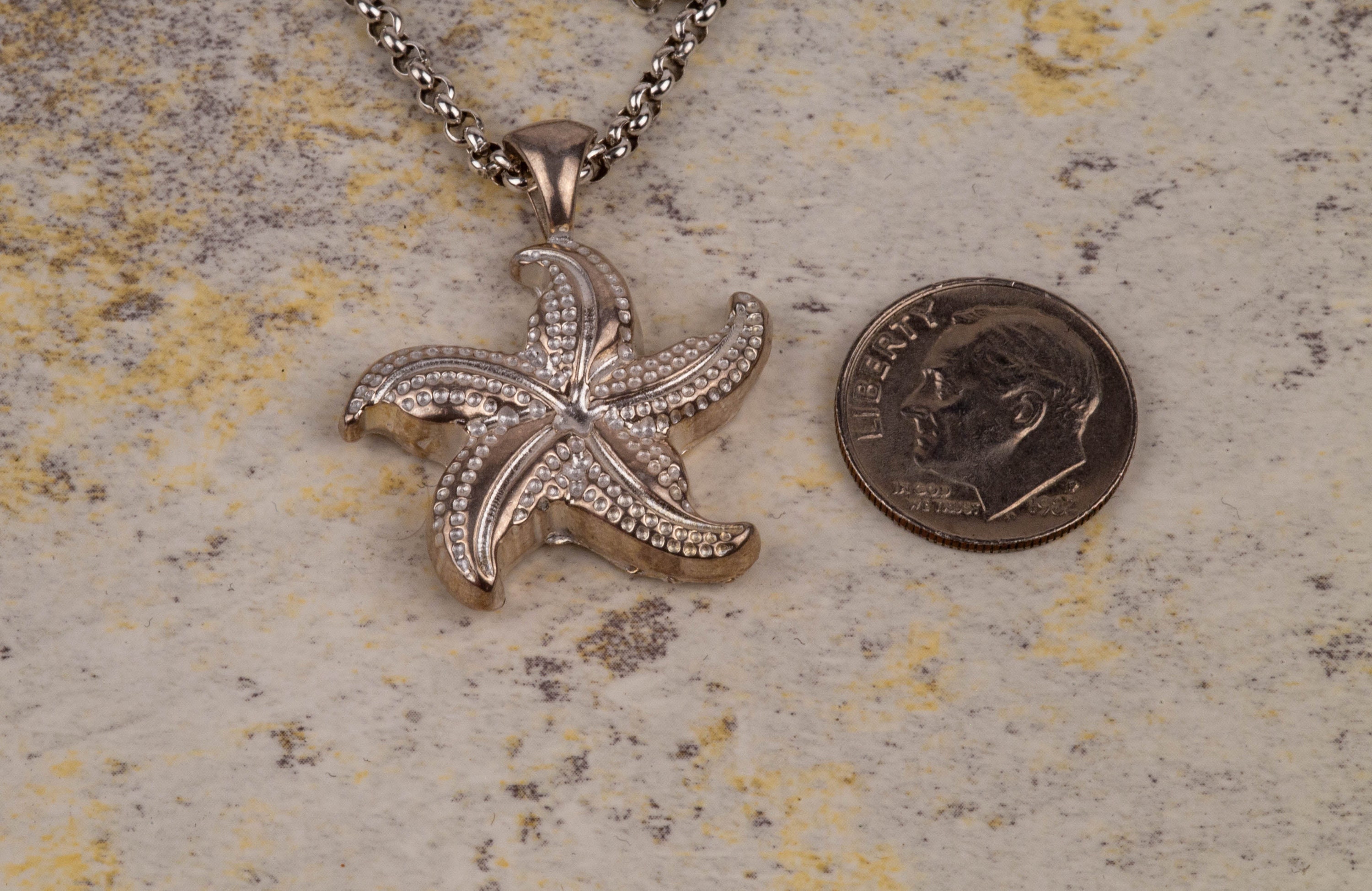 Sterling Silver Starfish Pendant Necklace - Etsy