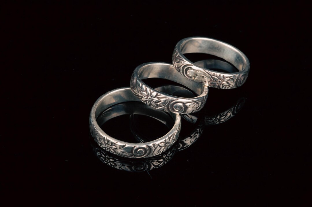 Big Patterned Rings Sterling Silver Wide Patterned Ring - Etsy