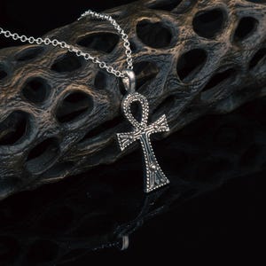 Sterling Silver Ankh Pendant on 18/20 Inch Sterling Chain with Lobster Clasp