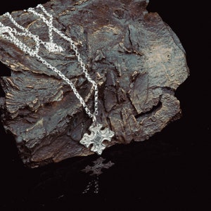 Medieval Cross Pendant Necklace Sterling Silver