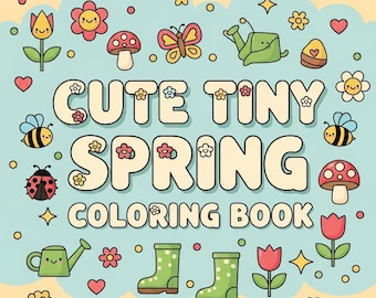 Spring Vibes Coloring Book | 90 pages Bold & Easy Printable PDF PNG |  Digital Coloring Pages, (PDF Download)