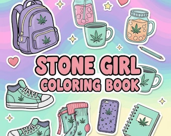 Stoner Girl Coloring Book : 100+  Cozy Hygge Kawaii Stoner Designs , Activities With Friends Coloring Books File (PDF Download)