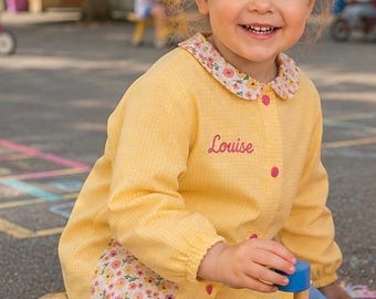 Tablier personnalisé - Tablier enfant maternelle – blouse école coton – tablier brodé prénom – rentrée scolaire – fait main France
