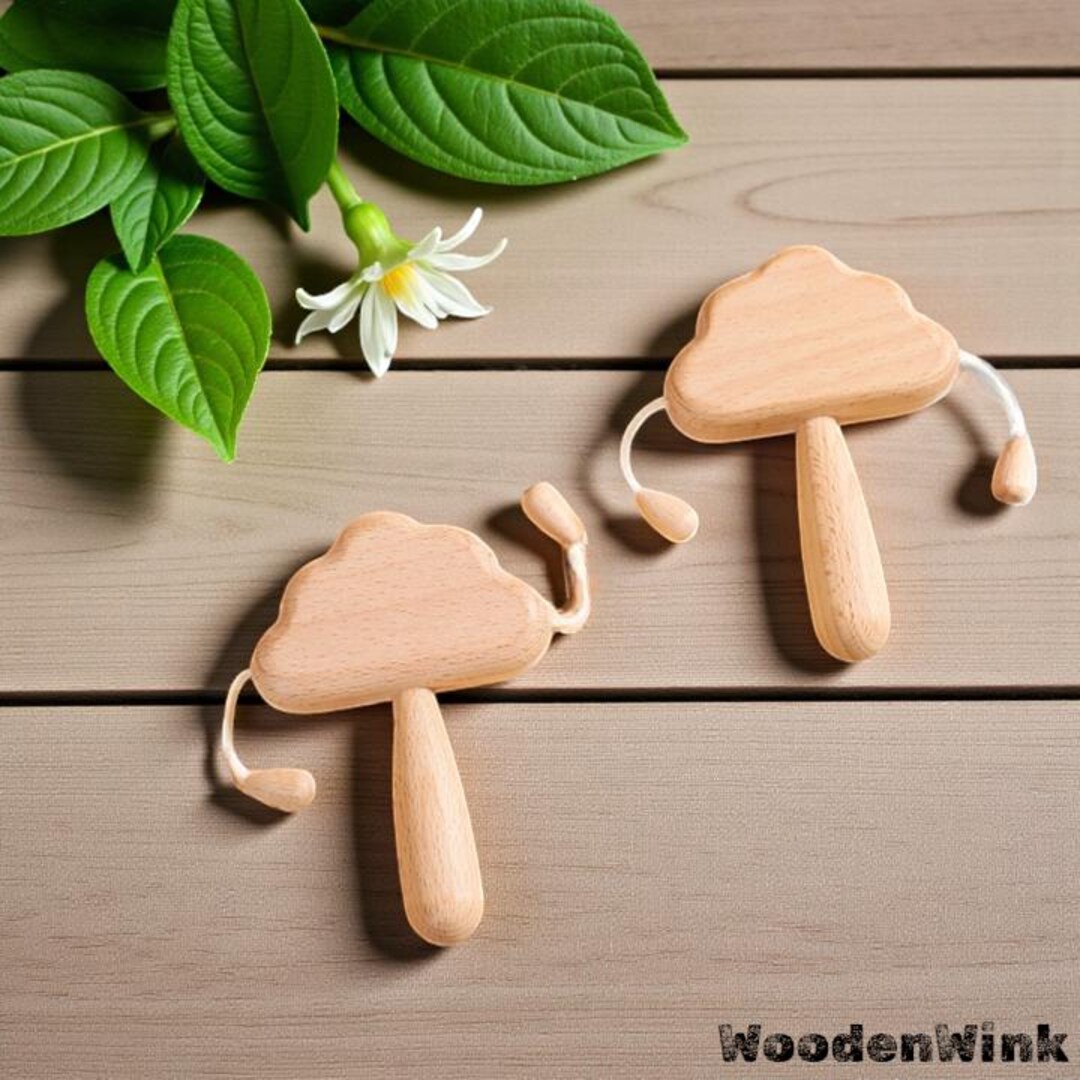 Montessori Wooden Cloud Rattle Drum - Baby Rattle | Educational Toys ...
