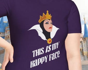 Camiseta de la Reina Malvada Esta es mi Cara Feliz / Camisetas de Blancanieves para Vacaciones en Disney, Camisetas de la Reina Malvada, Camisetas de Disney World, Camisetas de Villanos de Disney