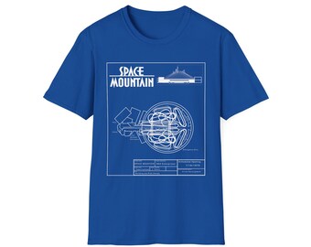 Camiseta con el plano de Space Mountain / Ropa de vacaciones de Disney / Diagrama de atracciones de parques temáticos, Camiseta de vacaciones de Disney, Camiseta de Magic Kingdom, Parque temático