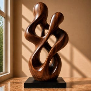 Abstrakte Nussbaum Holz Skulptur | Moderne skulpturale Wohnkultur | Luxus Kaffeetisch-Mittelstück | Organische minimalistische Kunst Geschenk Home & Office