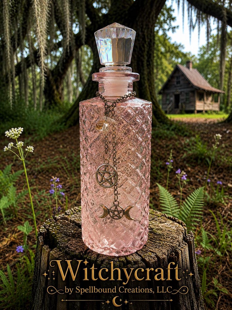 Tall Rounded Window Texture Moon Water Ritual Bottles-vessels | Textured Glass, Crystal Stopper ...